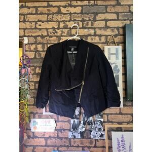 Apostrophe size small black blazer with gold zipper